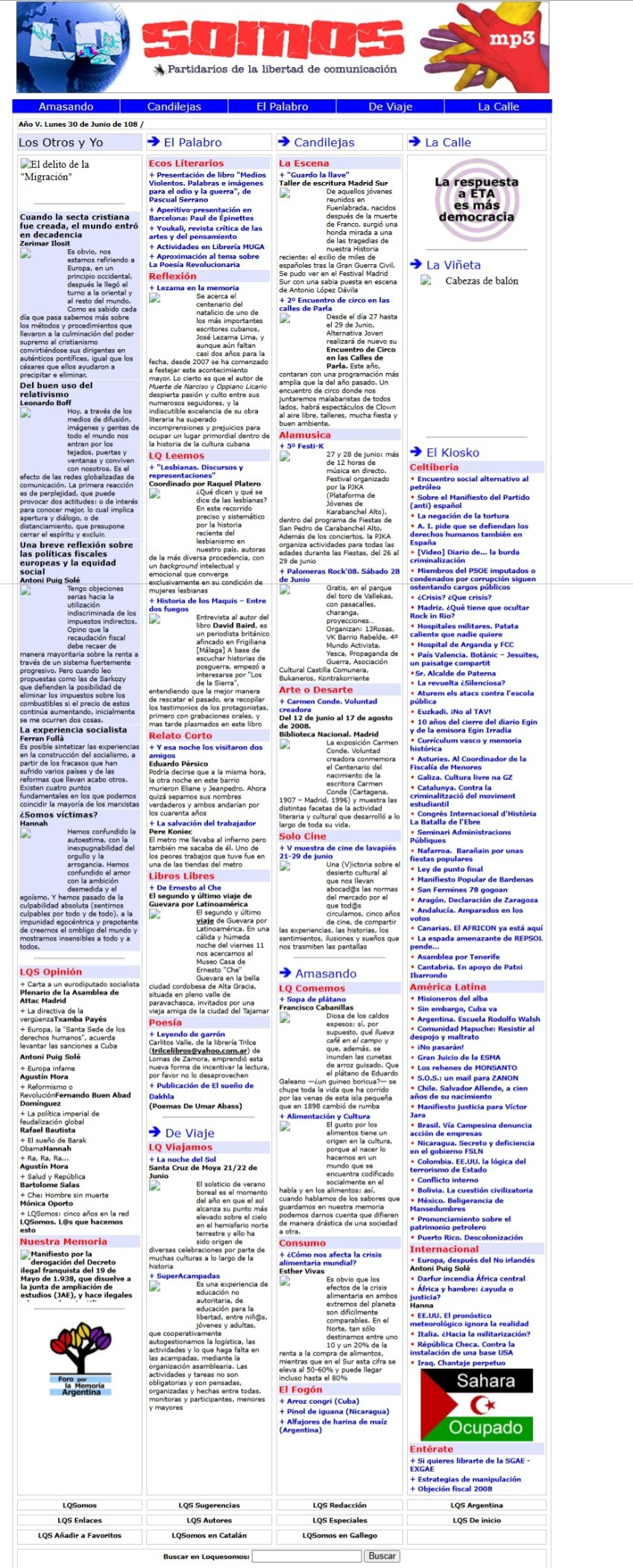 Cómo era el mundo en marzo de 2008 según el diario digital de Loquesomos